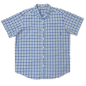 Columbia Regular Fit Blue Plaid Short Sleeve Button Down Shirt - Size Large